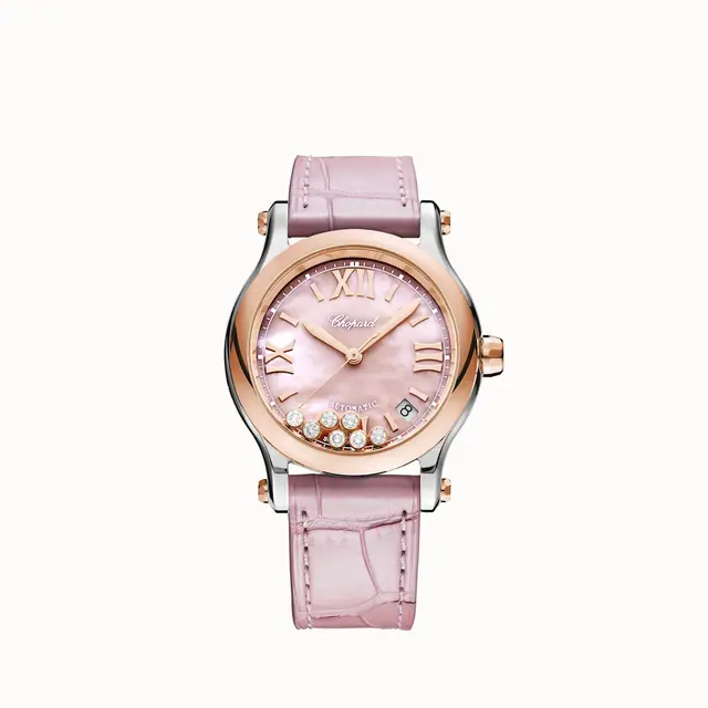 Chopard Happy Sport, 36 mm, automatic, ethical rose gold, Lucent Steel™, diamonds 278559-6021