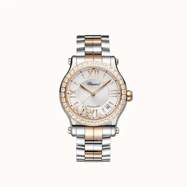Chopard Happy Sport, 36 mm, automatic, ethical rose gold, Lucent Steel™, diamonds 278559-6025