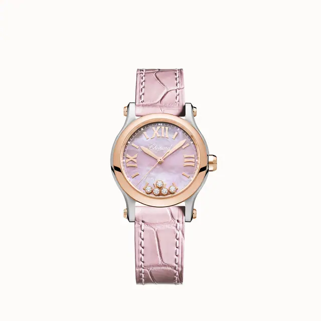 Chopard Happy Sport, 30 mm, automatic, ethical rose gold, Lucent Steel™, diamonds 278573-6011