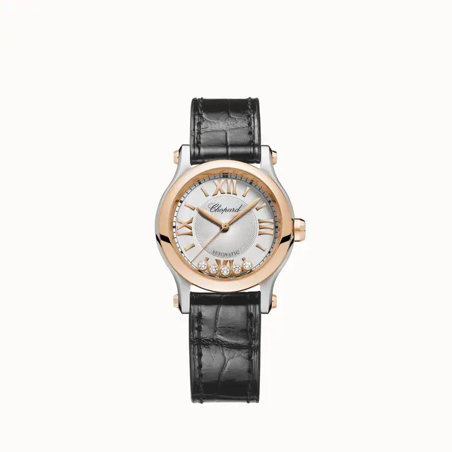 Chopard Happy Sport, 30 mm, automatic, ethical rose gold, Lucent Steel™, diamonds 278573-6013