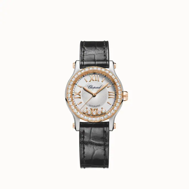 Chopard Happy Sport, 30 mm, automatic, ethical rose gold, Lucent Steel™, diamonds 278573-6015