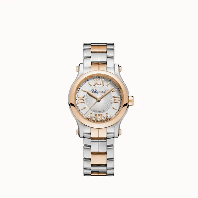 Chopard Happy Sport, 30 mm, automatic, ethical rose gold, Lucent Steel™, diamonds 278573-6017