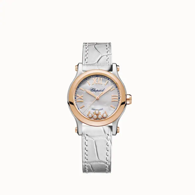 Chopard Happy Sport, 30 mm, automatic, ethical rose gold, Lucent Steel™, diamonds 278573-6018