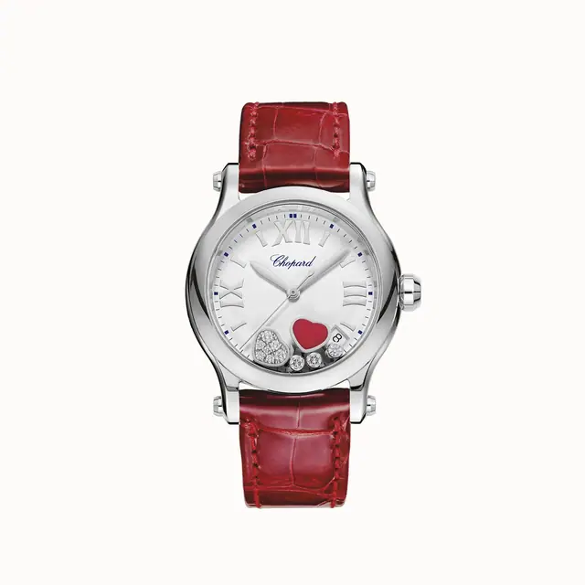 Chopard Happy Hearts, 36 mm, quartz, Lucent Steel™, diamonds, red stone 278582-3005