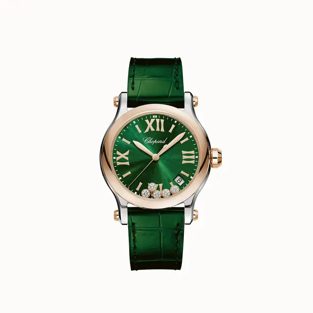 Chopard Happy Sport, 36 mm, quartz, ethical rose gold, Lucent Steel™, diamonds 278582-6005
