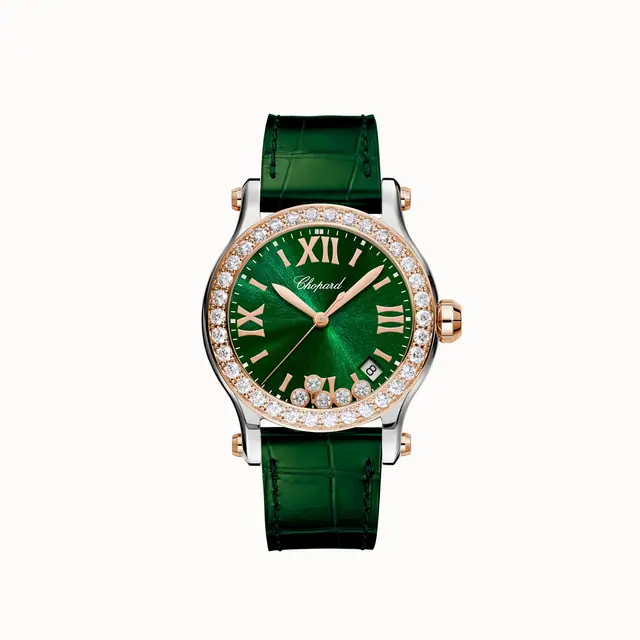 Chopard Happy Sport, 36 mm, quartz, ethical rose gold, Lucent Steel™, diamonds 278582-6007