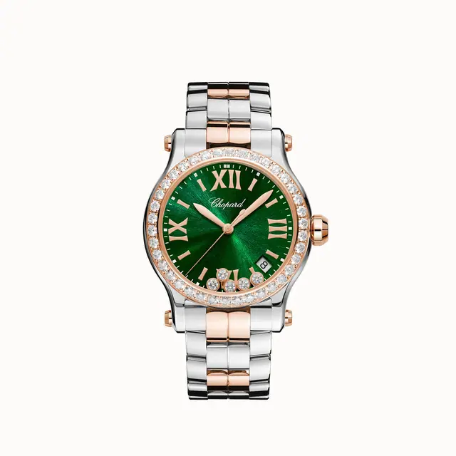 Chopard Happy Sport, 36 mm, quartz, ethical rose gold, Lucent Steel™, diamonds 278582-6008
