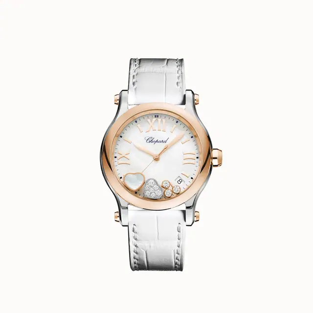 Chopard Happy Hearts, 36 mm, quartz, ethical rose gold, Lucent Steel™, diamonds, mother-of-pearl 278582-6009