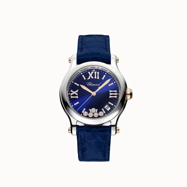 Chopard Happy Sport, 36 mm, quartz, ethical rose gold, Lucent Steel™, diamonds 278582-6012