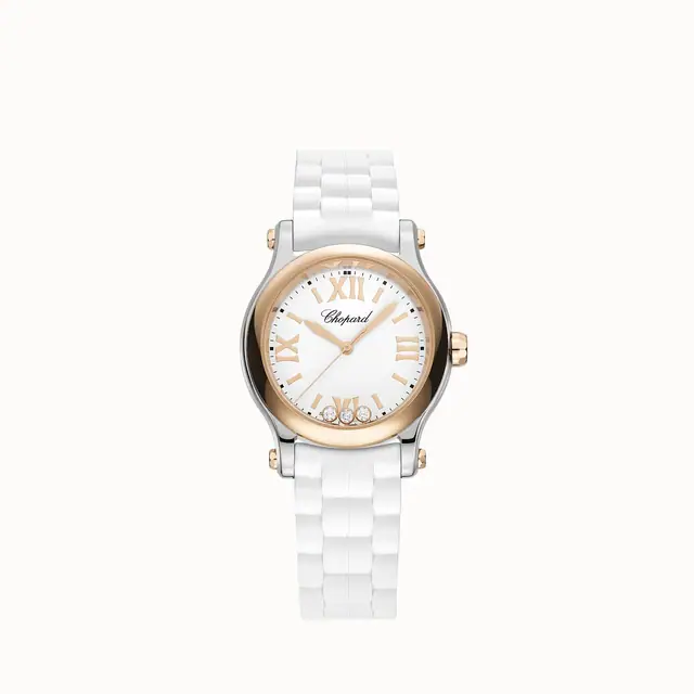 Chopard Happy Sport, 30 mm, quartz, ethical rose gold, Lucent Steel™, diamonds 278590-6001