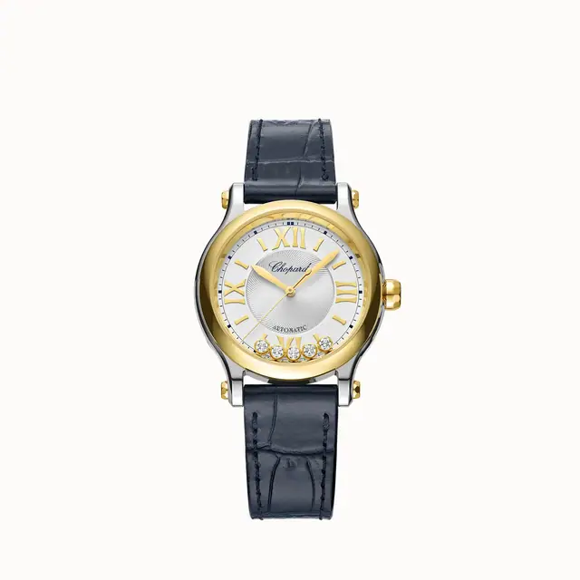Chopard Happy Sport, 33 mm, automatic, ethical yellow gold, Lucent Steel™, diamonds 278608-4001