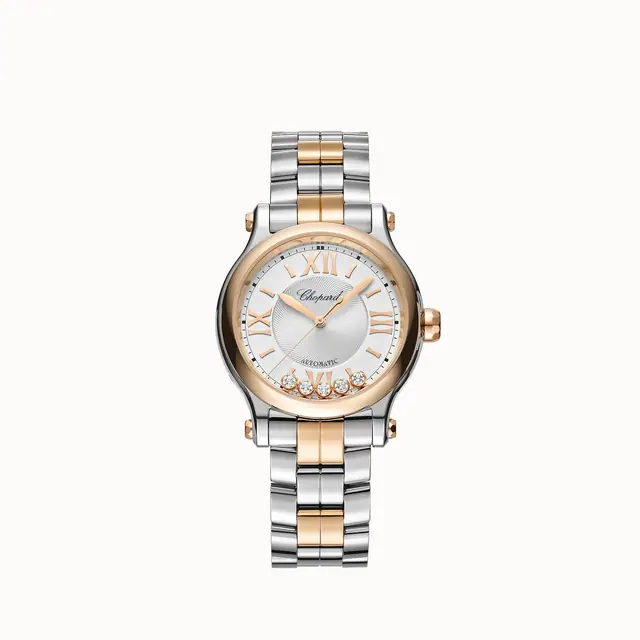 Chopard Happy Sport, 33 mm, automatic, ethical rose gold, Lucent Steel™, diamonds 278608-6002