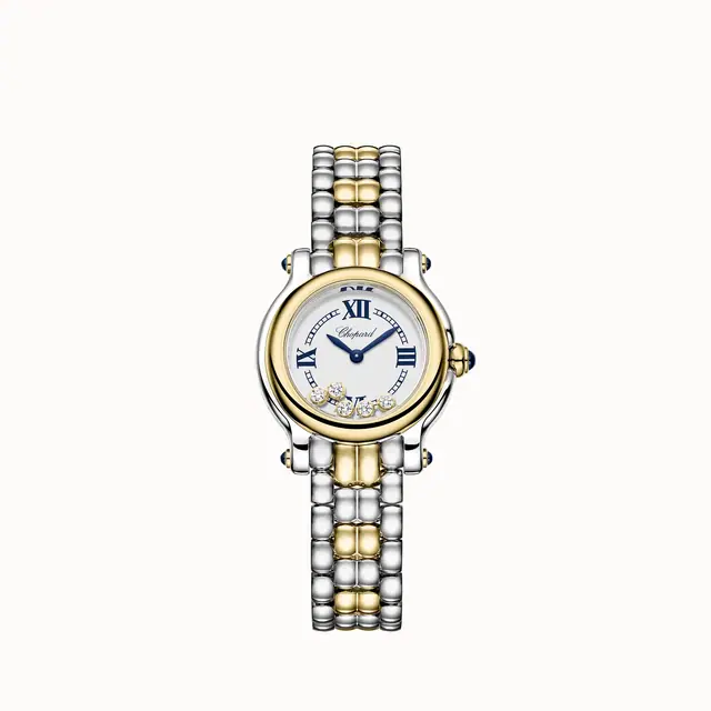 Chopard Happy Sport The First, 26 mm, quartz, ethical yellow gold, Lucent Steel™, diamonds 278633-4001