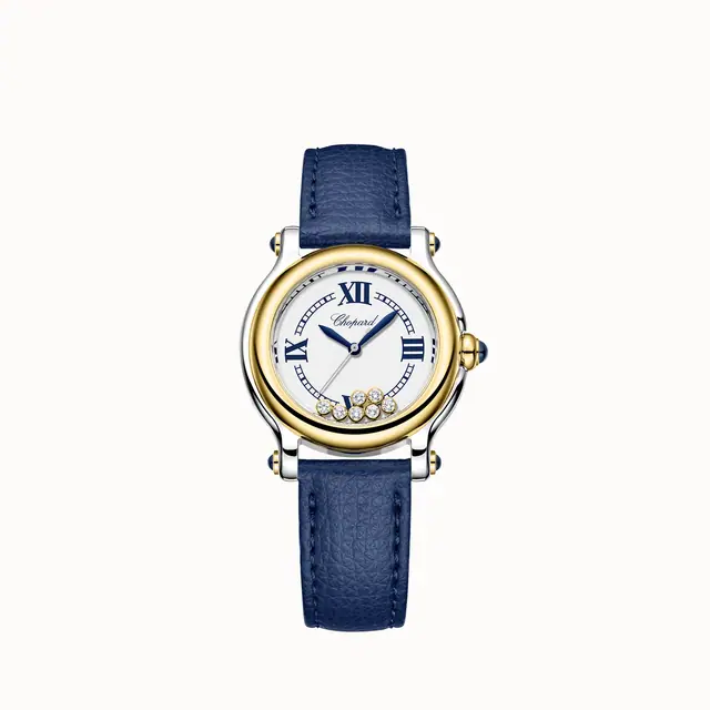 Chopard Happy Sport The First, 33 mm, quartz, ethical yellow gold, Lucent Steel™, diamonds 278640-4002
