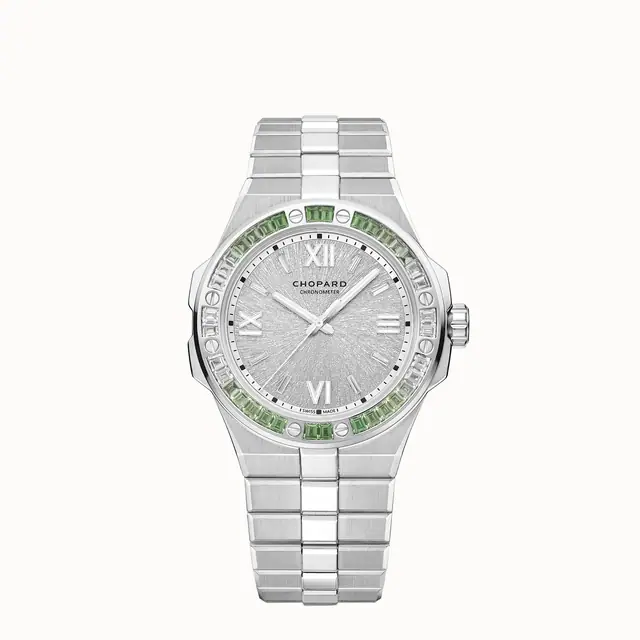 Chopard Alpine Eagle 41, 41 mm, automatic, ethical white gold, tsavorites and white sapphires 295363-1008