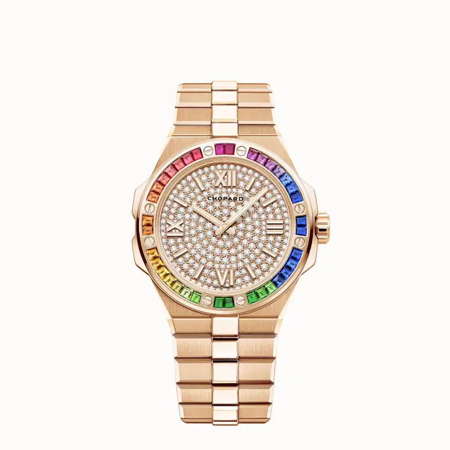 Chopard Alpine Eagle 41, 41 mm, automatic, ethical rose gold, diamonds, colored sapphires 295363-5011