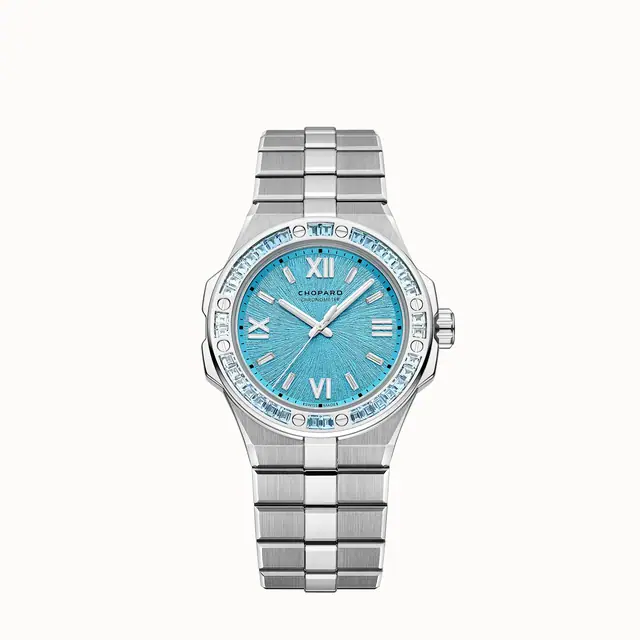 Chopard Alpine Eagle 36 Summit, 36 mm, automatic, ethical white gold, topazes 295370-1005