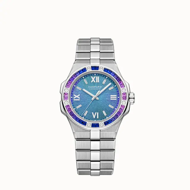 Chopard Alpine Eagle 36 Summit, 36 mm, automatic, ethical white gold, purple sapphires 295370-1006