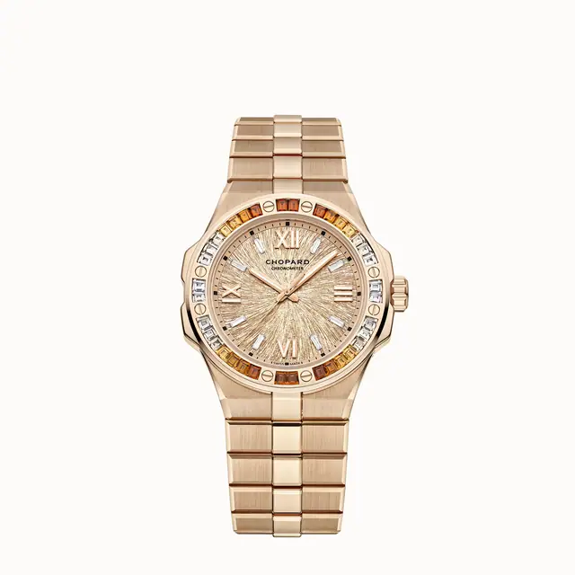 Chopard Alpine Eagle 36 Summit, 36 mm, automatic, ethical rose gold, spessartites and white sapphires 295370-5009
