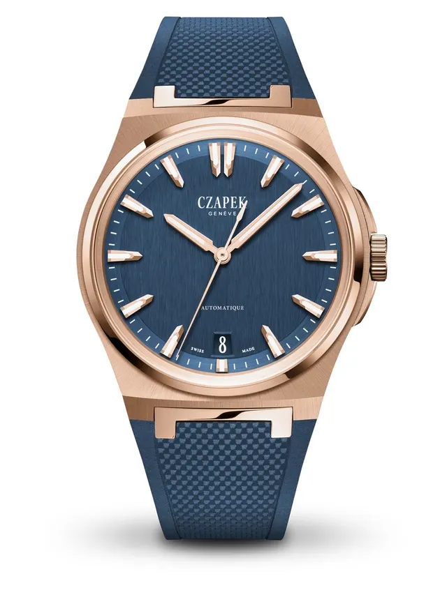 Czapek MOUNT EREBUS AQUA BLUE ROSE GOLD AND RUBBER 1544