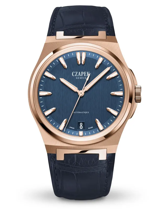 Czapek MOUNT EREBUS AQUA BLUE ROSE GOLD AND ALLIGATOR 1545