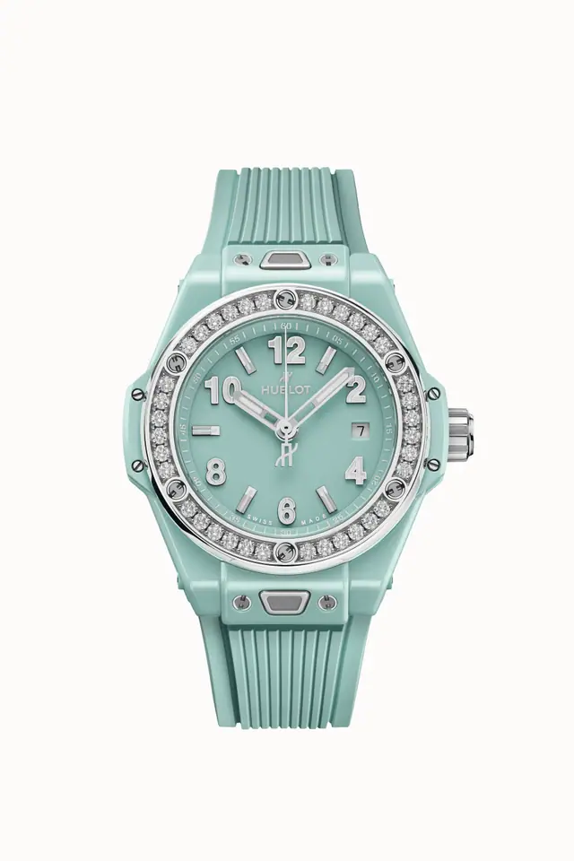 Hublot Big Bang One Click Mint Green Ceramic Diamonds 33 mm 485.GS.5271.RX.1204