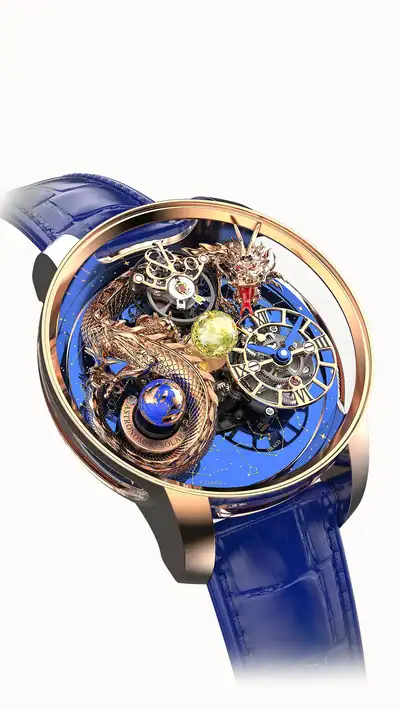 Jacob & Co. Astronomia Dragon — Rose Gold Dragon in Rose Gold, 18K Rose Gold and Sapphire Side Panes AS312.40.AB.AD.A