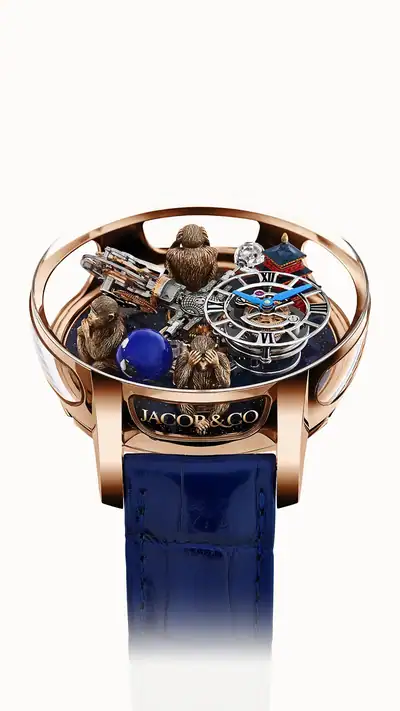 Jacob & Co. Astronomia Art — Three Wise Monkeys + Temple (Rose Gold) AT102.40.AB.UB.A