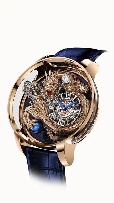 Jacob & Co. Astronomia Dragon — Rose Gold Dragon in Rose Gold, 18K Rose Gold and Sapphire Side Panes AT102.40.DR.SD.B