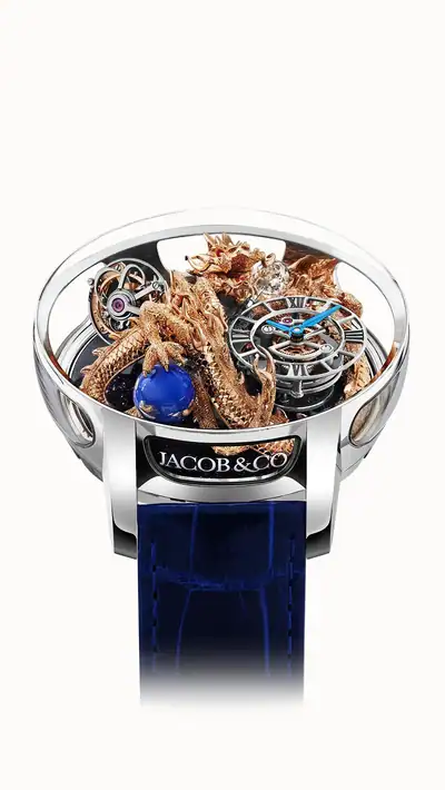 Jacob & Co. Astronomia Dragon — Rose Gold Dragon in Platinum, 950 Platinum and Sapphire Side Panes AT102.60.DR.UA.A