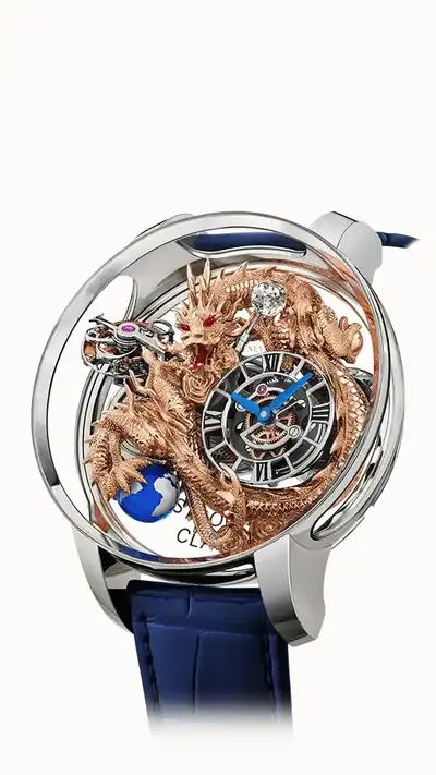 Jacob & Co. Astronomia Dragon — Rose Gold Dragon in Platinum, 950 Platinum and Sapphire Side Panes AT120.60.DR.UD.C