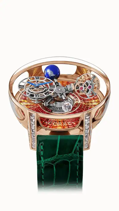 Jacob & Co. Astronomia Tourbillon Baguette — Rose Gold, Baguette Multicolor Sapphires AT800.40.BD.UB.C