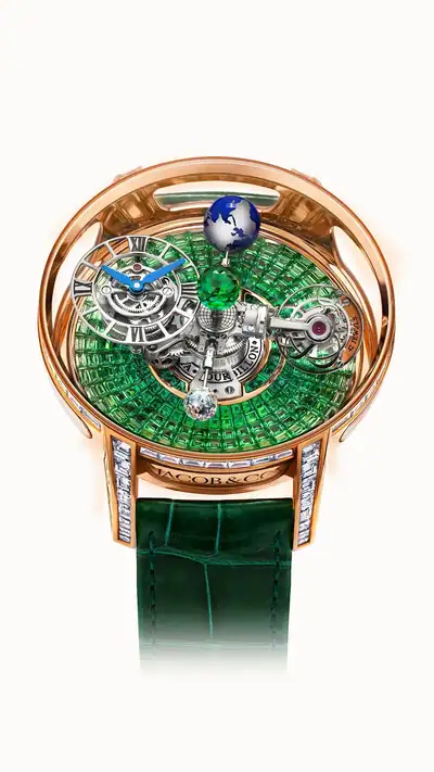 Jacob & Co. Astronomia Tourbillon Baguette — Rose Gold, Tsavorites AT810.40.BD.UA.B