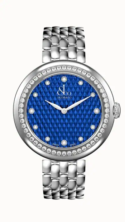 Jacob & Co. Brilliant — Stainless Steel with Blue Pyramid Dial (Bracelet) BQ015.10.RO.AB.A10AA