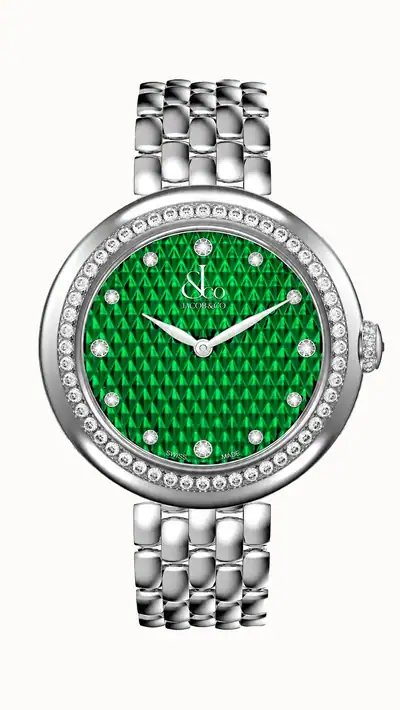 Jacob & Co. Brilliant — Stainless Steel with Green Pyramid Dial Bracelet BQ015.10.RO.AD.A10AA