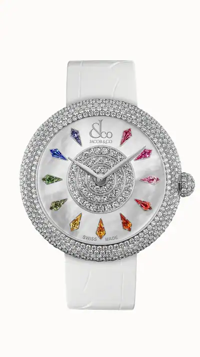 Jacob & Co. Brilliant — Pave-set, Multicolored Sapphires in Stainless Steel, Stainless Steel BQ020.10.RH.KA.A