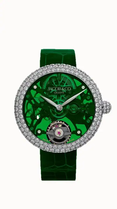 Jacob & Co. Brilliant Skeleton Northern Lights — Stainless Steel, Green BS420.10.RD.AB.A