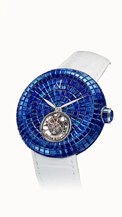 Jacob & Co. Brilliant Flying Tourbillon — Blue Sapphires (White Gold) BT543.30.BB.BB.B