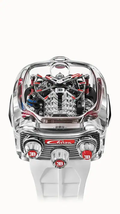Jacob & Co. Bugatti Chiron Tourbillon Sapphire Crystal — Red Accents BU210.80.AC.AB.B