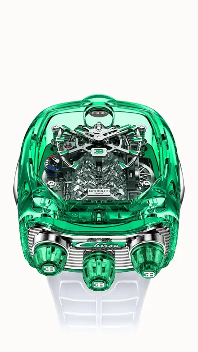Jacob & Co. Bugatti Chiron Tourbillon Sapphire Crystal — Green Sapphire Crystal BU210.80.AL.UA.B