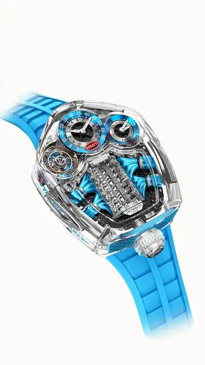 Jacob & Co. Bugatti Tourbillon Sapphire Crystal — Clear / Blue BU310.80.AA.UA.ABRUA