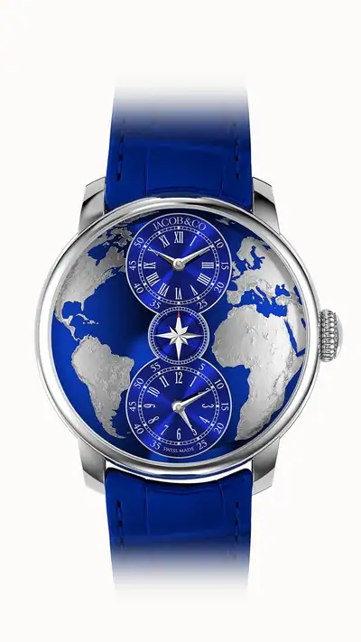 Jacob & Co. The World is Yours Dual Time Zone — Blue DT100.10.AA.AA.A