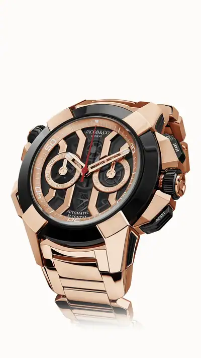 Jacob & Co. Epic X Chrono 47MM — Rose Gold Bracelet (Black) EC311.42.PD.BN.A40AA
