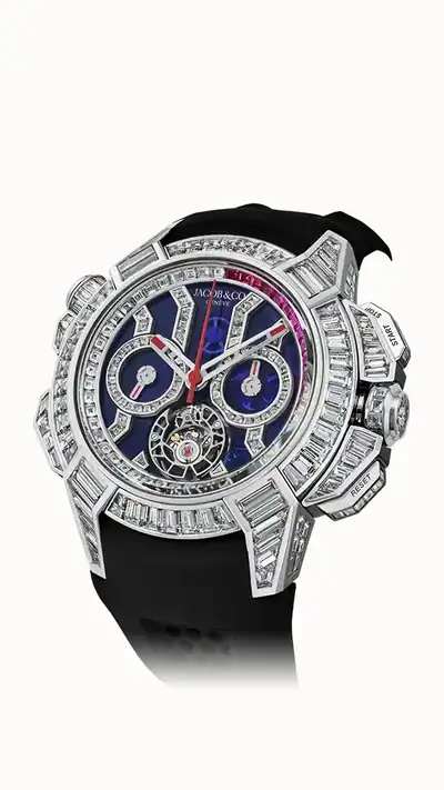 Jacob & Co. Epic X Chrono Tourbillon Baguette — Blue Crystal EC380.30.BD.AA.A
