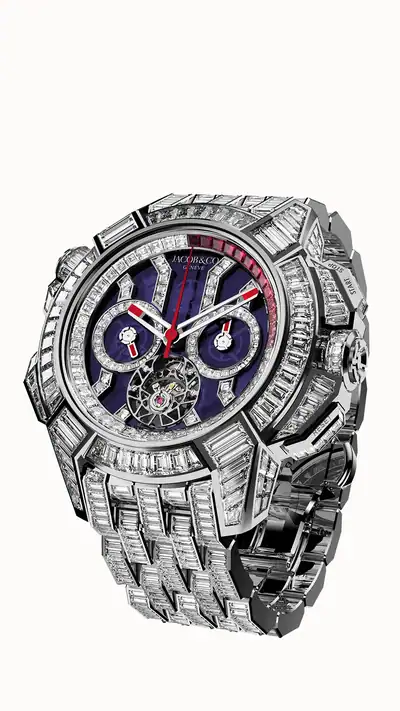 Jacob & Co. Epic X Chrono Tourbillon Baguette — Blue Crystal Bracelet EC380.30.BD.AA.A30BD