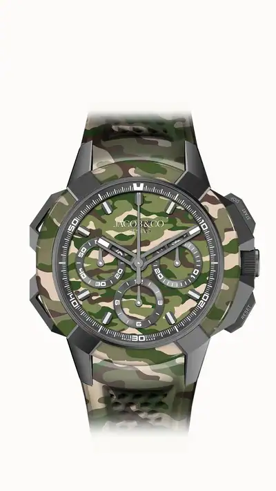 Jacob & Co. Epic X Chrono 44MM Tri-Compax — Green Camo EC440.20.AB.AA.A