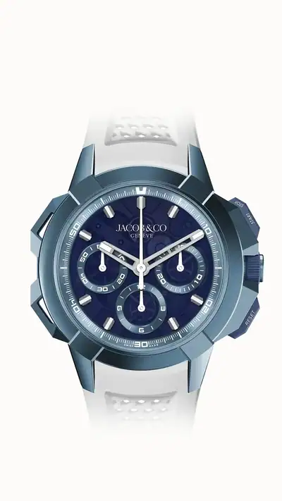Jacob & Co. Epic X Chrono 44MM Tri-Compax — Blue Titanium EC440.22.AA.AA.A
