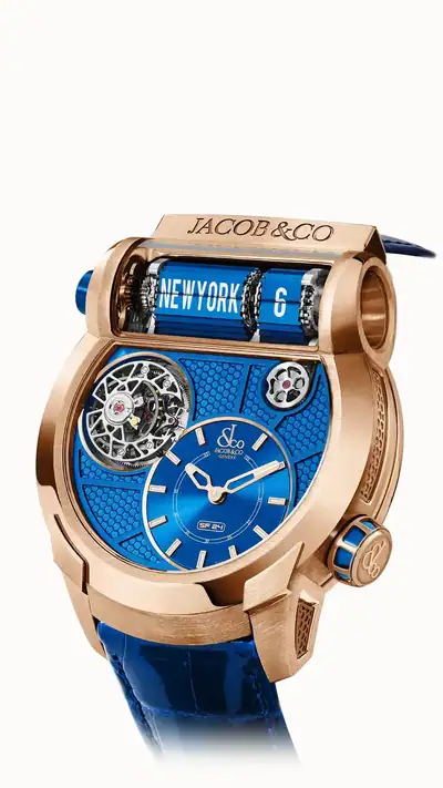 Jacob & Co. Epic SF24 Tourbillon — Rose Gold Blue PVD Grid Dial ES102.40.NS.AA.B