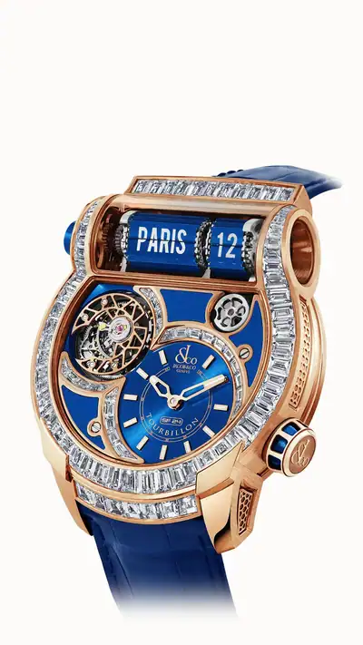 Jacob & Co. Epic SF24 Tourbillon Baguette — Rose Gold Blue Dial ES802.40.BD.AD.A