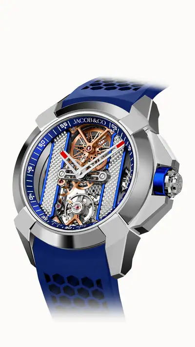 Jacob & Co. Epic X Bridges — Stainless Steel (Blue) EX120.10.AB.AB.B